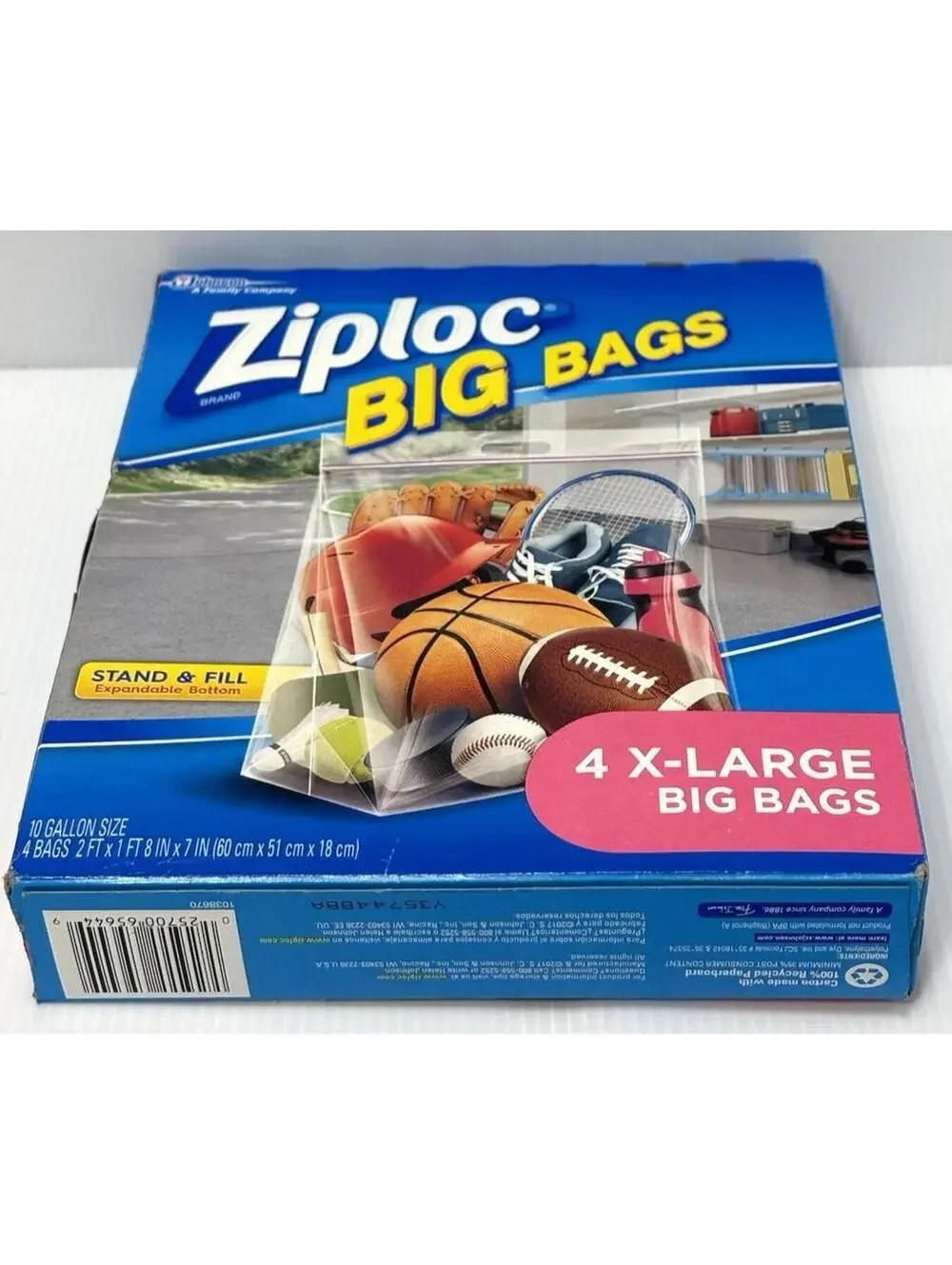 Ziploc Big Bags XL 10 Gallon 4 Count Heavy Duty Storage Bags Expandable Bottom